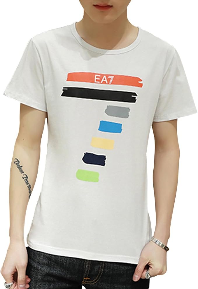 Amazon Lansi レンシー メンズ 上着 カラーしま模様 さわやか カジュアル アウトドアウェァ ファッション 17新品 ランニング 男性用 弾性 スウエット 半袖 純色 オシャレ 涼しい 春夏シャツ ホワイト 2xl Tシャツ カットソー 通販