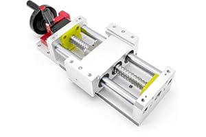 HEECHOO Linear Stage Actuator 100mm Ballscrew 1605 Double Optical Axis Linear Rail Guide Manual Slide Stage C7 with Ruler for CNC Router Z-axis