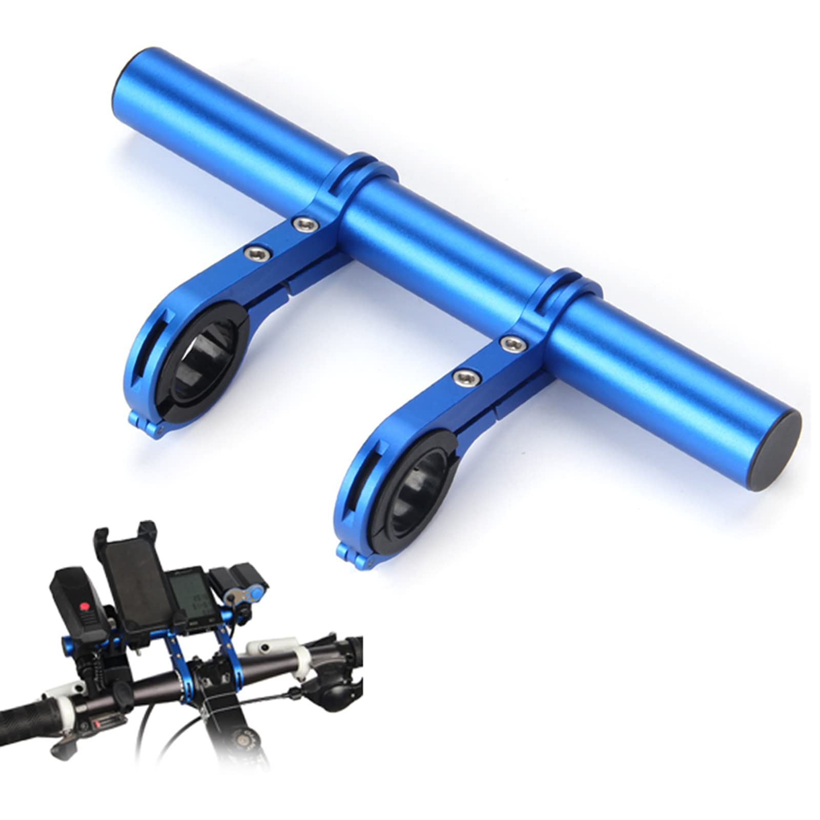 WUDQIJI Bicycle Handlebar Extender Mount 20 cm Bicycle Handlebar Extension Double Bike Handlebar Extender Bicycle Handlebar Extender for Mountain Bike Speedometer Mobile Phone Speedometer LED GPS