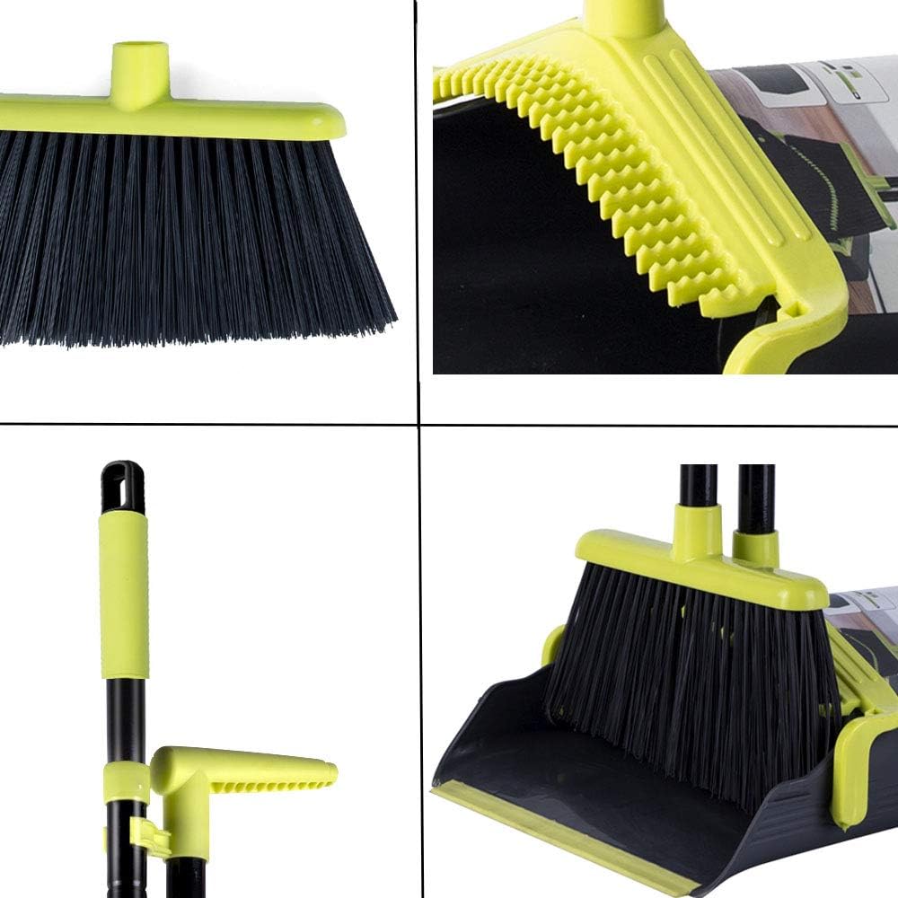 Dust Pan Sweep Set Broom Dustpan Cleans Broom Combo with Long Handle for Home Kitchen Room Office Lobby Upright Stand up Dustpan Broom Set: Kitchen & Dining