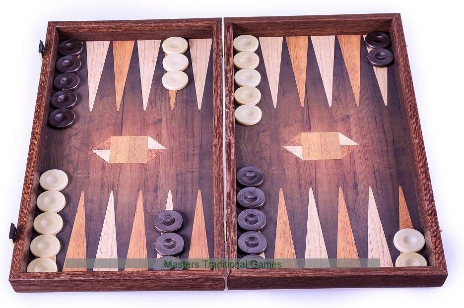 ManopoulosCreative Geometrical Wood Motif 19-inch Backgammon Set