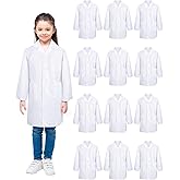 Seajan 12 Pcs Unisex Kids Lab Coat Bulk Soft Kids Scrubs White Doctor Coat Scientist Halloween Costume for Boys and Girls(S Size)