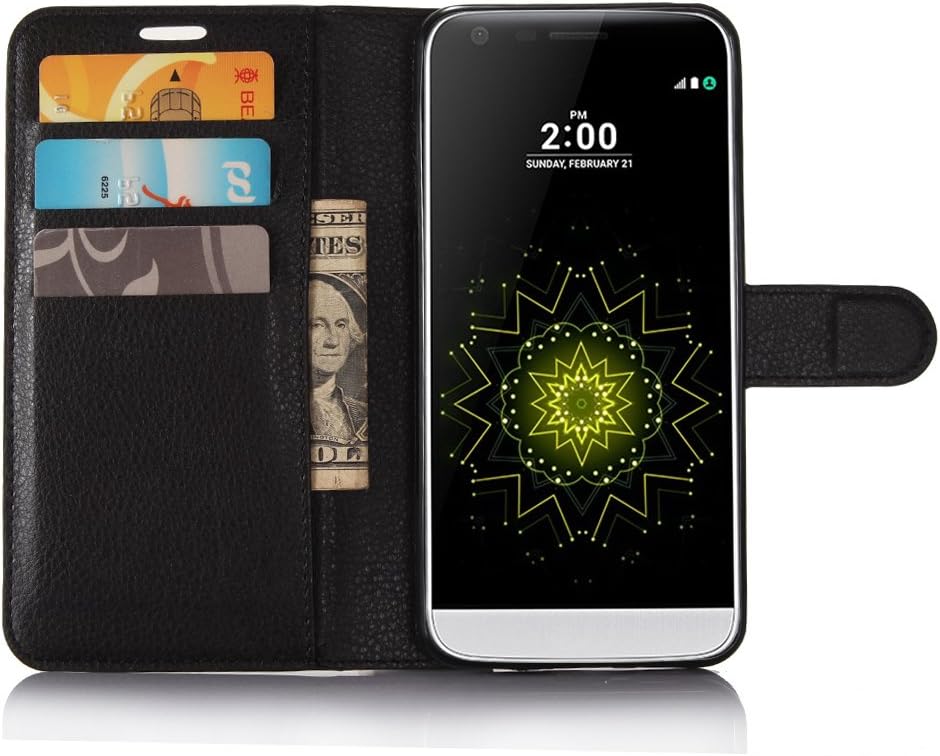 Ruckway ROCKWEY For LG G6 Plus leather case-flip cover,card wallet-style package soft shell,bracket card flip(Black)