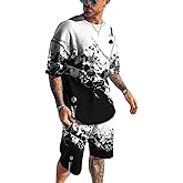 MARLLCO Men's Short Sets Outfits 2 Piece Summer Tracksuit Vacation Outfits Short Sleeve Shirt and Shorts Set Sport Sweatsuit