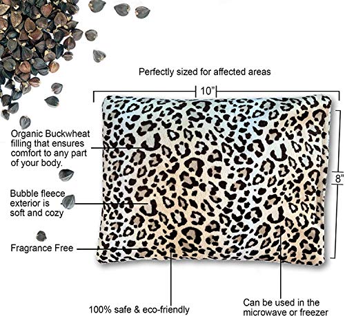 Solayman's Buckwheat Heating Pad- Leopard 10x8" - Moist Heat Therapy Pillow - Cooling and Heating Pads for Back Pain, Joint, Shoulder, Cramps, Muscle Soreness & Migraine Pain Relief