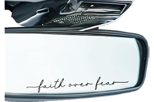 CYLDGNS 3 x Car Rear Mirror Vinyl Decal Stickers Water Bottle Decor Cute Laptop Sticker Aesthetic Tumbler Positive Affirmation Decal Car Rearview for Women Gift for Her (Black, Faith Over Fear)