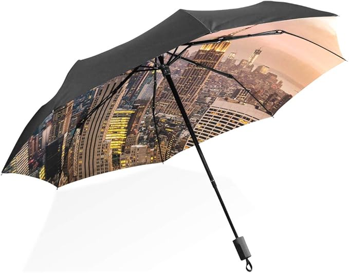 Travel Umbrellas for Men New York City Skyline with Urban Skyscrapers