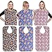 3 Pack Adult Bib for Eating Washable Reusable Waterproof Clothing Protector Backing Mealtime Clothing Protector Adult Aid Apron (Butterfly/Red Rose/Pink Flower)