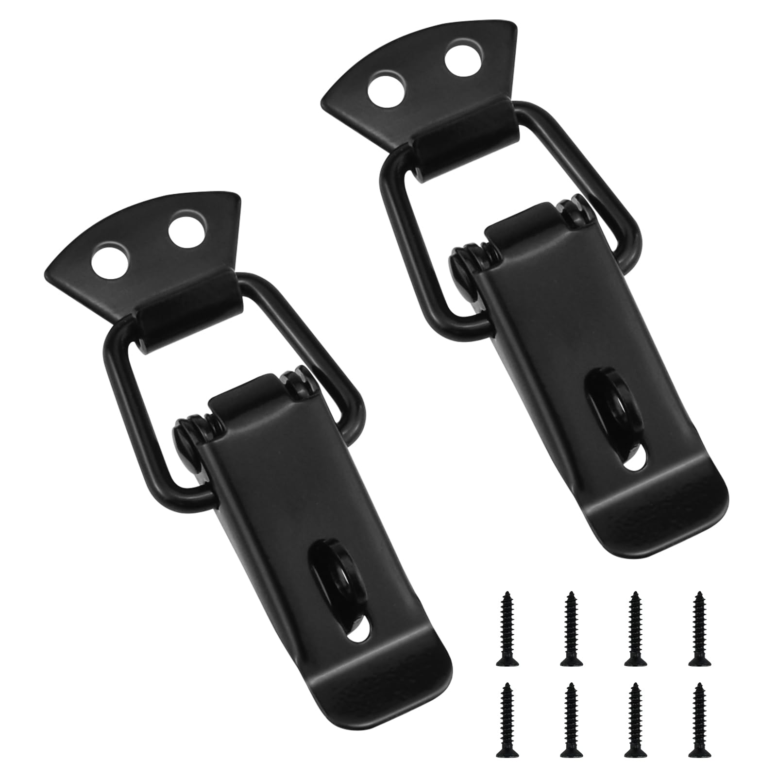 Photo 1 of Aifeier ET Stainless Steel Black Toggle Latches, 2.68" Length, Spring Loaded Toggle Door Lock Clasp Buckle with Black Mounting Screws for Cabinets, Wooden Case, Toolboxes and Boxes, Pack of 2