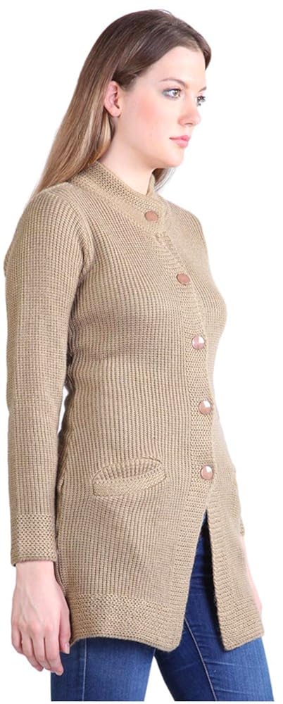 montrex acro wool winter long coat for women, girls (brown)