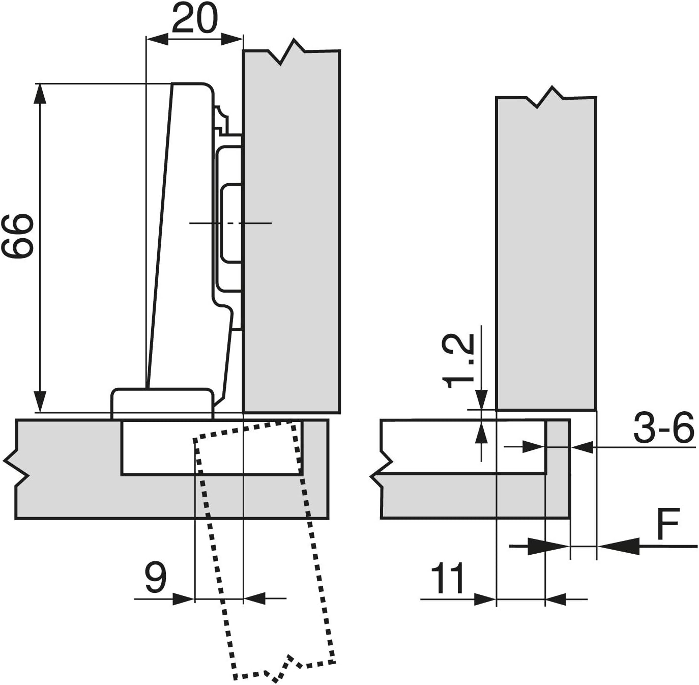 Blum Clip Austria 70.255 71 M2550 Standard Hinge Corner Stop 71 M2550 Includes Mounting Materials, Silver, CLIP Eckanschlag - Image 3