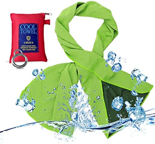 C CALOICS Cooling Towel Microfiber Cooling Towel for Instant Relief 40" x 12" Ultra Soft Breathable Mesh Evaporative Cooling Scarf Neck Headband for Running Biking Hiking (Green)