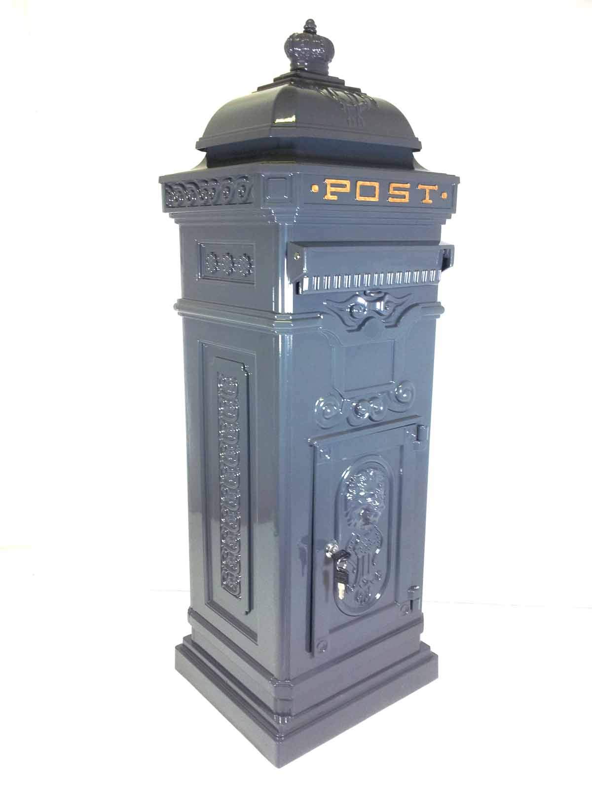 Post Box/Mail Box Freestanding Cast Aluminium Letter Box In Grey