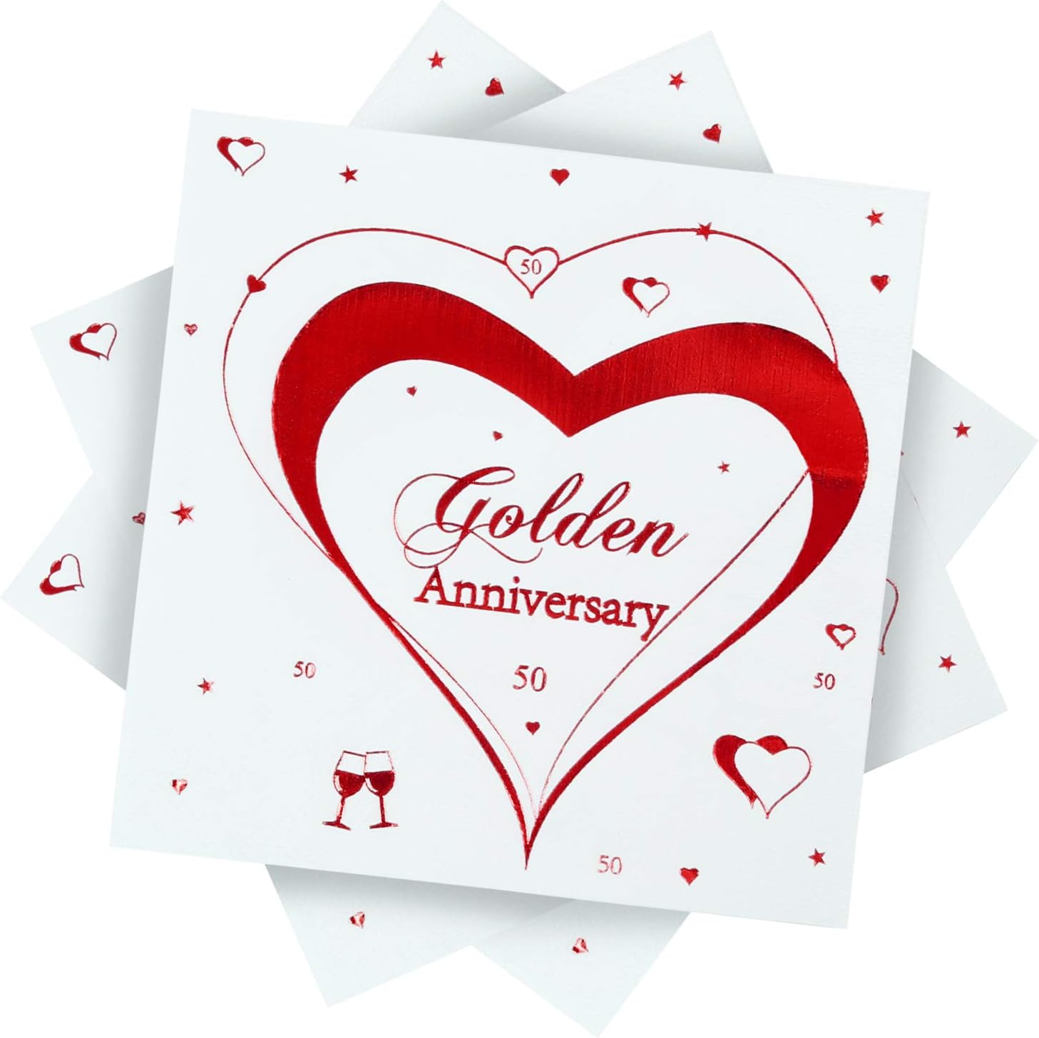 Aneco 50 Pack Cocktail Napkins Ruby 40th Wedding Anniversary Party