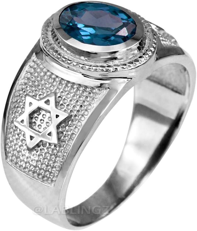 Jewish Jewelry by LABLINGZ Sterling Silver Star of David December Birthstone Blue CZ Ring