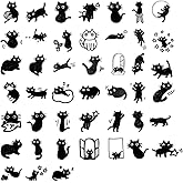 Adorable Mini Black Cat Stickers: Ideal for Scrapbooks, Journals, DIY Decor, Planners, Suitcases, Diaries, Albums, Laptops, Phone Cases, Art Crafts - 45 Designs Available