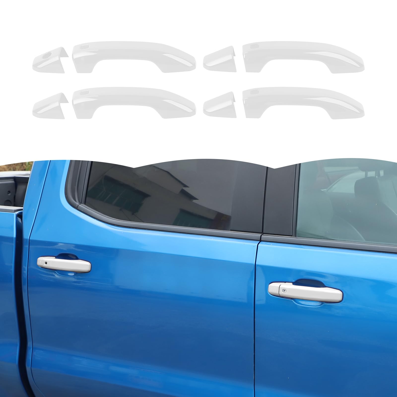 Photo 1 of RT-TCZ Door Handle Trim Cover Decoration Exterior Accessories for Chevrolet Silverado/GMC Sierra 2019-2024,for Chevrolet Tahoe 2021-2024,for Suburban 2020-2024,for GMC Yukon 2021-2024 (White)