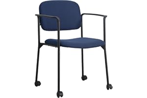 SNUGWAY Stackable Reception Guest Visitor Office Meeting Conference Arms and Wheels Vistor Chair, 1-PACK, Fabric Blue