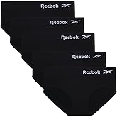 Reebok Hipster Panties for Women - 5 Pack Stretch Performance Seamless Underwear with Relaxed Tag-Free Waistband (S-XL)