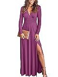 ANRABESS Women Deep V Neck Long Sleeve Slit 2024