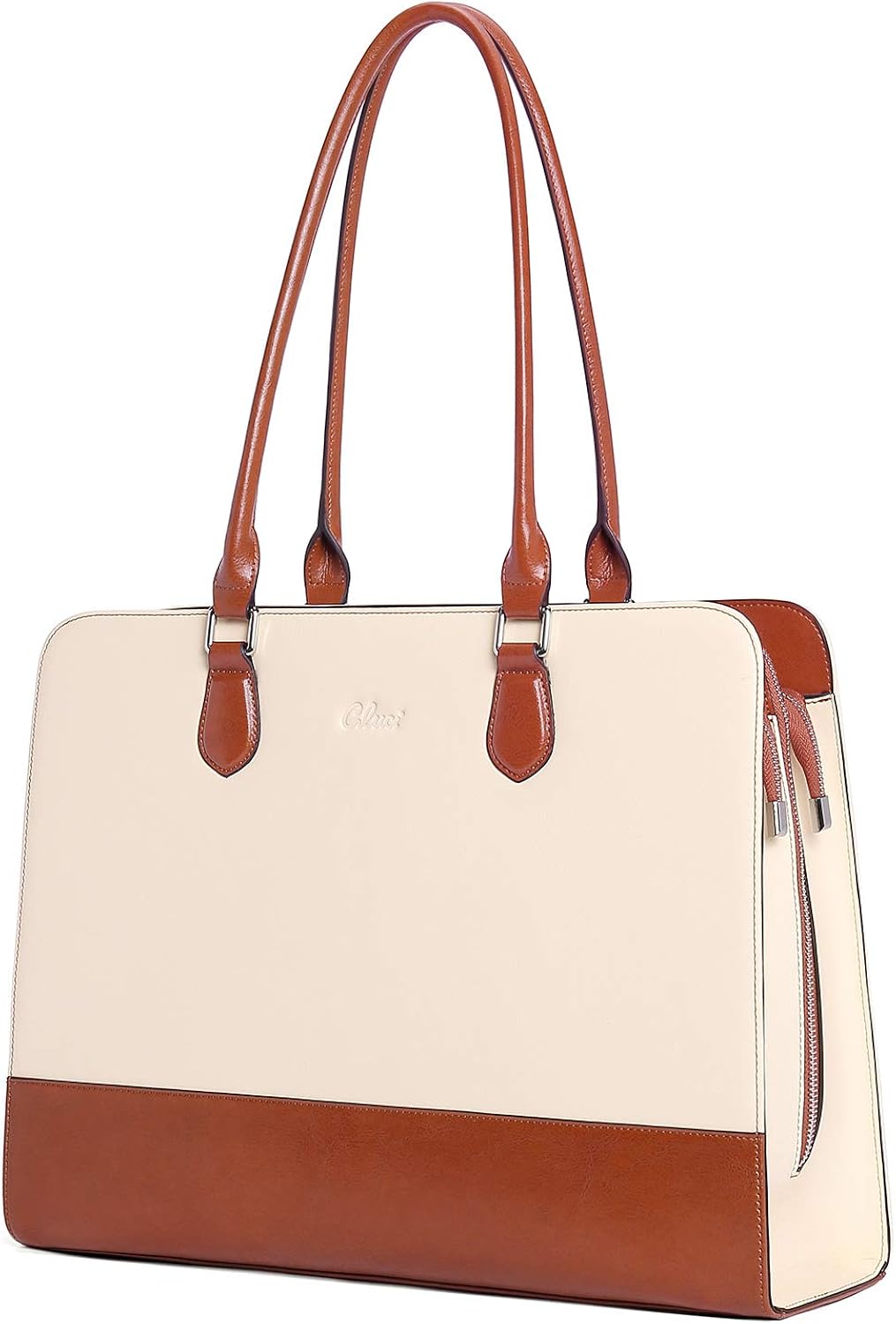 CLUCI Genuine Leather Briefcase for Women 15.6 Inch Laptop Vintage Large Ladies Business Work Shoulder Bags