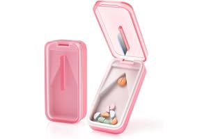 DEPAD Pill Cutter Splitter for Small and Tiny Pills, Pill Splitter with Removable Silicone Pad, Tablet Cutters for Small or Large Pills Professional with Sharp Blade (Pink)