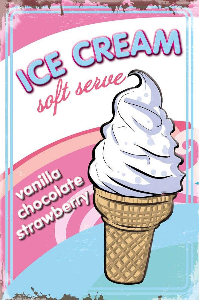 Soft Serve Ice Cream Metal Sign 20 x 30 cm