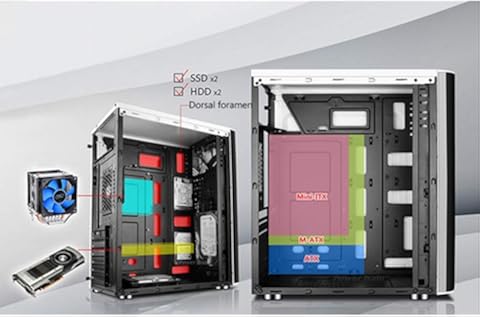370 * 188 * 412Mm Juegos De PC Caja De La Computadora, Transparente Refrigeración Jugador Escritorio Chasis ATX RGB Vertical Acrílico Completo del Lado