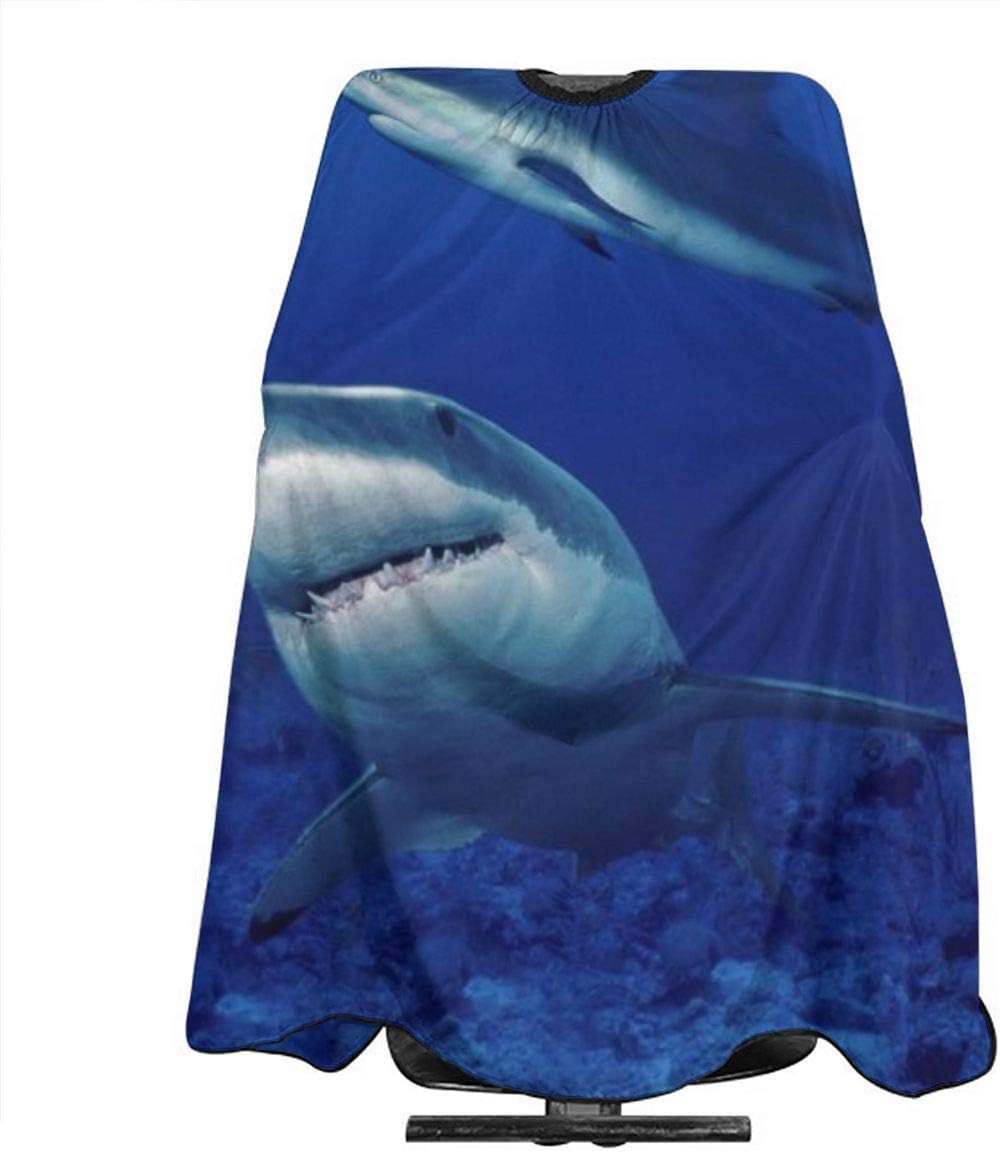 NiYoung Hair Cut Cape Shark Swim Blue Ocean Haircut Apron for Hair Cutting & Styling, Hair Color, Water and Stain Resistant Professional Salon Cutting Barber Hairdressing Cape