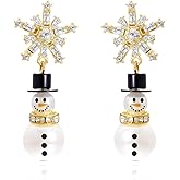 Christmas Earrings for Women Dainty Santa Hat Snowman Snowflake Drop Dangle Earrings Crystal Festival Holiday Christmas Jewelry