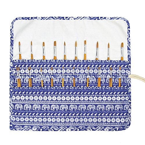 1 Pockets+Brushes+Holder+Canvas+Elephant