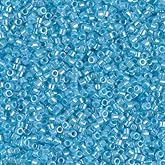 Miyuki Delica 11/0 Cylinder Seed Beads - Aqua Lined Crystal AB - DB0057 5 Grams