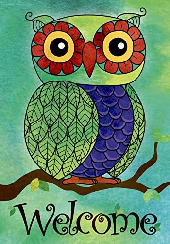 JOYPLUS Welcome Owl Spring Garden Flag - Vertical Double Sided Spring Summer Decorative Rustic/Farm House Small Decor Yard Flags Set for Indoor & Outdoor Decoration, 12 X 18 Inch