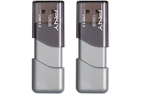 PNY 128GB Turbo Attaché 3 USB 3.0 Flash Drive, Silver (Pack of 2)