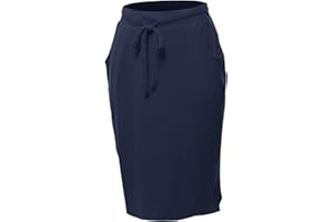A2Y Women's Elastic Waist Self Tie Tulip Hem Side Pocket Skirt