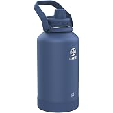 Takeya Actives Stainless Steel Water Bottle, Insulated Spout Lid, Keeps Drinks Cold 24 Hrs, Leakproof, Durable, Dishwasher Safe, Ideal for Gym, Travel, Fits Most Cup Holders, 64 oz/Midnight Blue