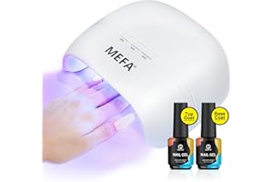 MEFA UV Nail Lamp with Base and Top Coat, 72W UV Light for Gel Nails with 21pcs Lamp Beads, 3 Times for Gel Polish Fast Curing, LED Dryer with Base and Top Coat