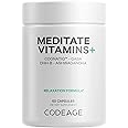 Codeage Meditate Vitamins+ Supplement - CognatiQ, DHH-B, GABA, Ashwagandha, Organic Mushrooms, Blueberries - BDNF Brain Pills and Neuroprotein - Vegan, Non-GMO, Gluten-Free - 60 Capsules