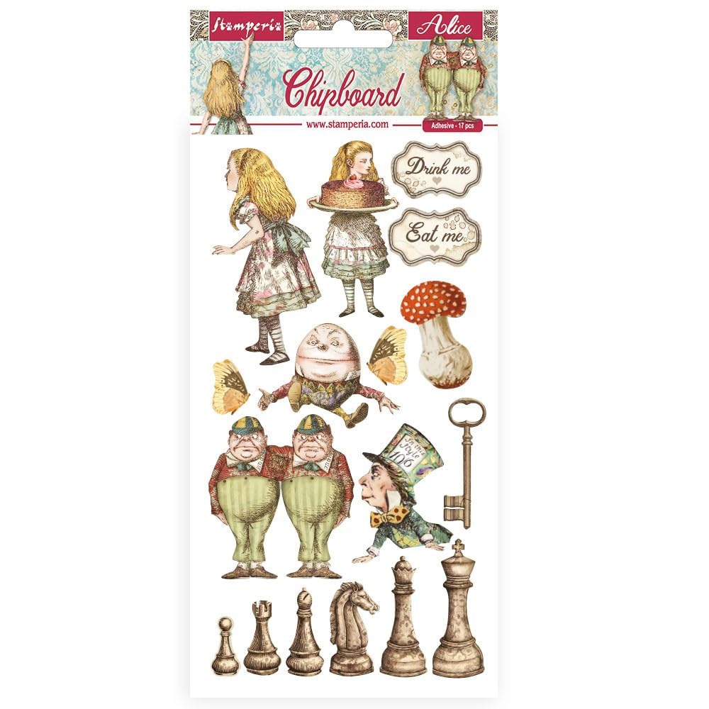 Stamperia International Chipboard-Alice Through The Looking Glass, Various, 15 x 30 cm