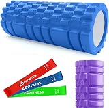 A5 Fitness Foam Roller Blue with 3 Resistance Band Set - EVA Massage Roller