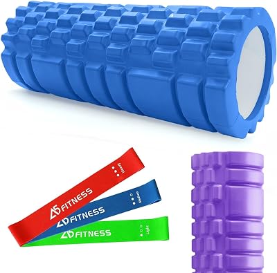 A5 Fitness Foam Roller Blue with 3 Resistance Band Set - EVA Massage Roller