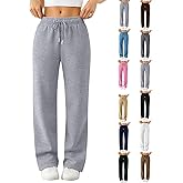 Fleece Sweatpants Women Baggy Wide Leg Sweatpants Comfy Warm Low Waisted Gym Sweat Pants with Pockets Lounge Workout Pants