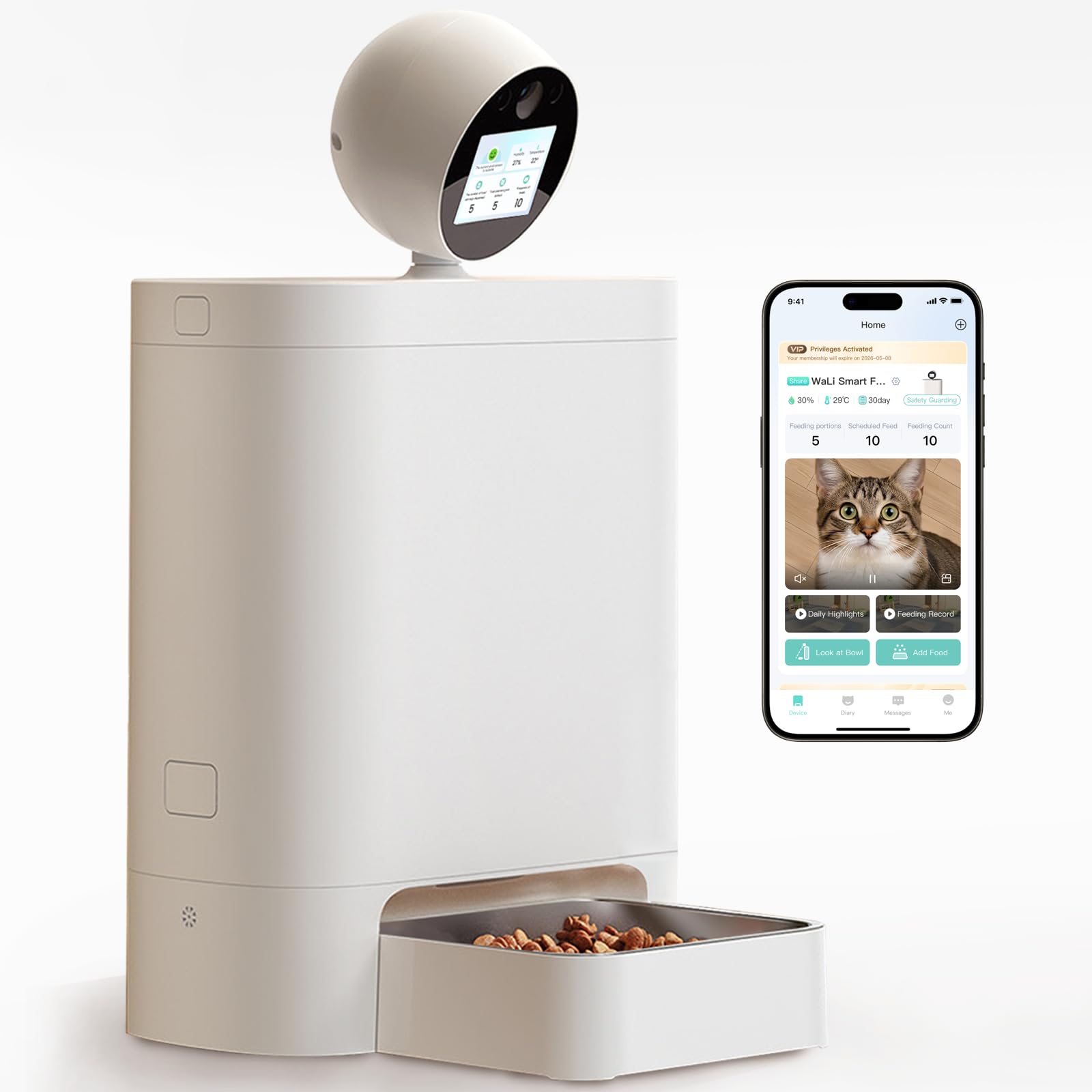 Photo 1 of Automatic Cat Feeder with Camera 360°, 2K HD Pet Feeder with Night Vision & 2-Way Audio, Smart APP Control, AI Smart Cat Feeder, Up to 16 Meals/Day, 5.5L Timed Food Dispenser for Cats & Dogs
