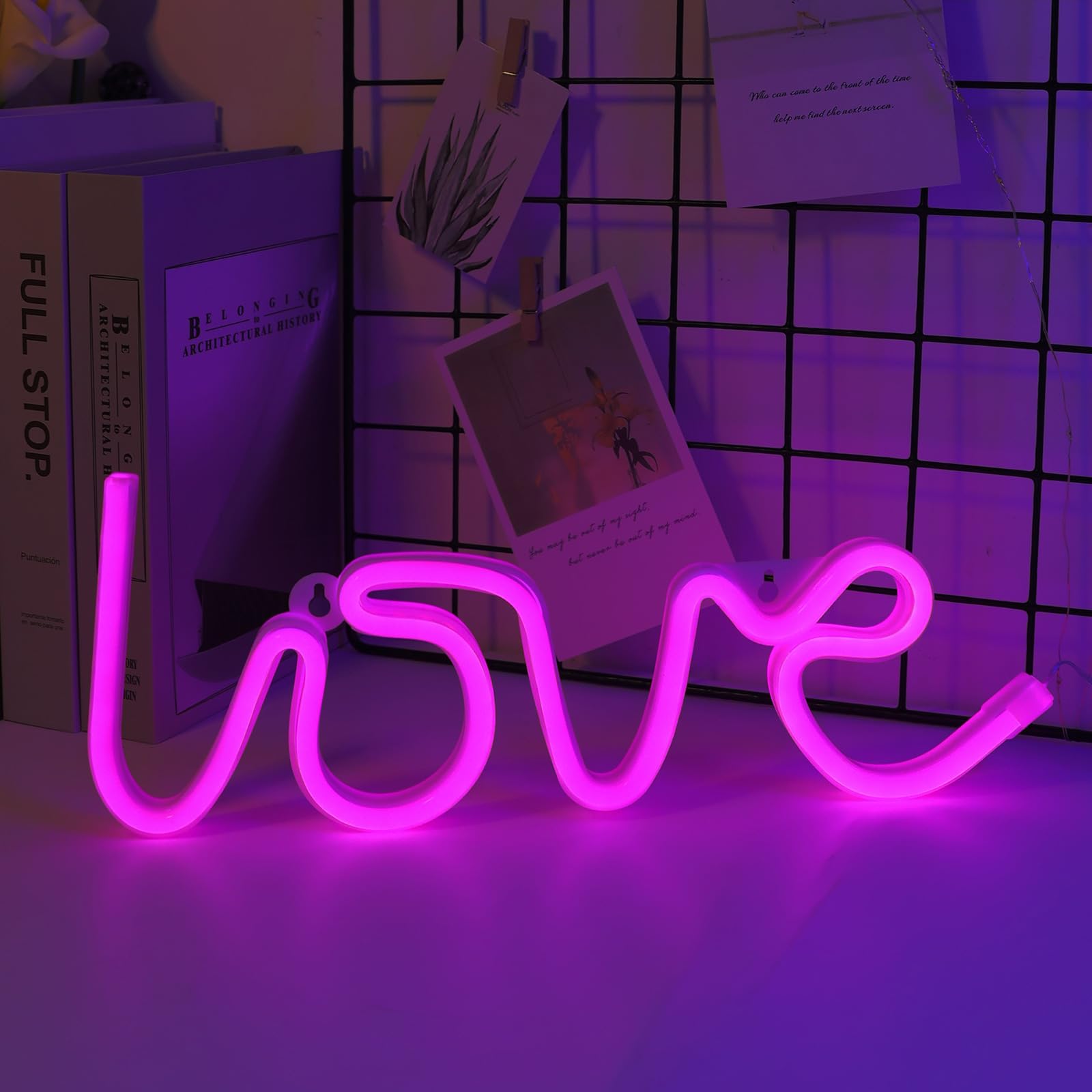 ENUOLI Love Neon Signs Love Light Pink Neon Lights LED Sign for Valentine's Gift Girls Room Kids Room Neon Wall Sign USB/Battery Powered Neon Light up