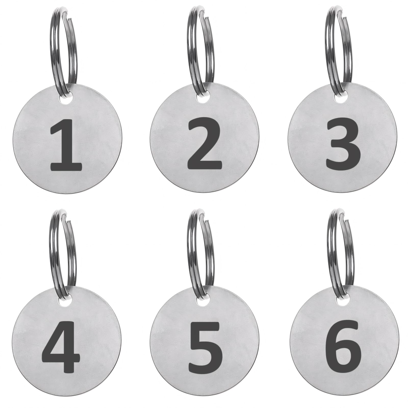 Aspire 1-25 Stainless Steel Number Key Tags, Round ID Tags with Key Ring, Black Numbered Key Chain for House, Restaurant, Lockers