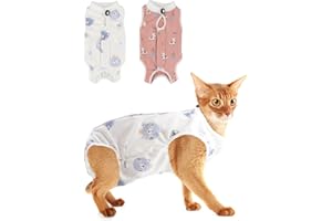 RESHIHO 2PCS Cat Recovery Suit - Breathable Cat Surgical Recovery Suit, Onesie for Cats After Surgery Recovery, Alternative Cone of Shame Abdominal Wound Skin Wear Protection (Pink+White, M)