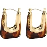 Brown Leopard Earrings for Women, Acrylic Animal Print Dangle Earrings Lightweight Statement Jewelry