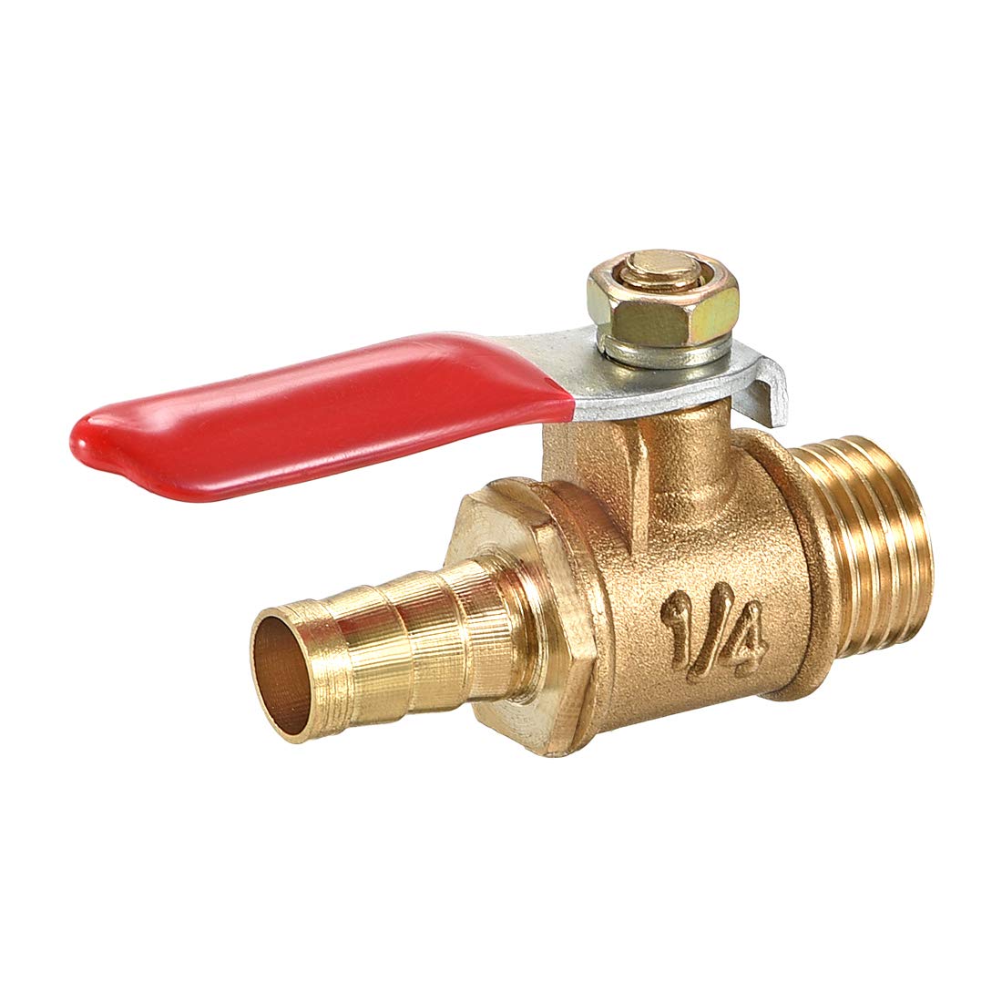 uxcell Brass Air Ball Valve Shut-Off Switch G1/4 Male to 5/16" Hose Barb Pipe Tubing Fitting Coupler 180 Degree Operation Handle