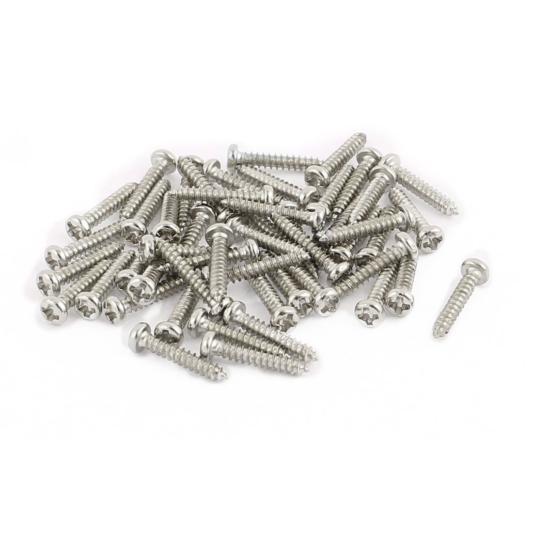 sourcing map 50pcs M1.4 x 10mm Stainless Steel Phillips Pan Round Head Self Tapping Screws