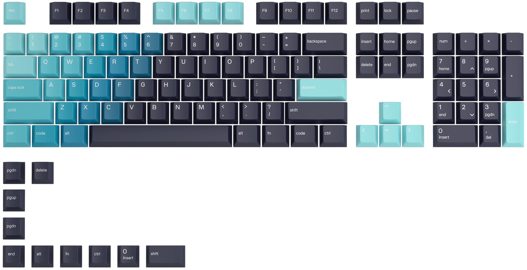 GLORIOUS Gaming 114x GPBT Keycaps - Cherry Profile, Super Durable PBT Plastic, Eye Catching Aesthetics, Superior Sound, Fade Resistance, American US Layout - Celestial Ice